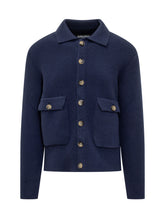 Blue Button-Up Cardigan with Pockets Albarena - ALBARENA | Lidia Shopping