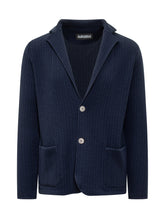 Albarena Blue Knit Jacket with Herringbone Pattern - ALBARENA | Lidia Shopping