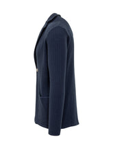 Albarena Blue Knit Jacket with Herringbone Pattern - ALBARENA | Lidia Shopping