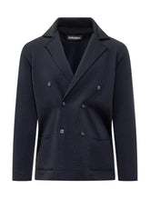 Albanera Blue Double-Breasted Knit Jacket - ALBARENA | Lidia Shopping