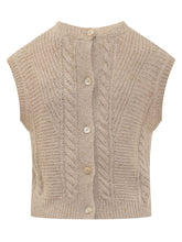 Max Mara Studio Beige Cable Knit Wool Vest - Max Mara Studio | Lidia Shopping