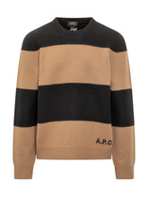 A.P.C. Black and Beige Striped Sweater with Logo - APC | Lidia Shopping