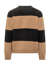 A.P.C. Black and Beige Striped Sweater with Logo - APC | Lidia Shopping