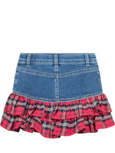 Monnalisa Gonna in Denim con Rouches Scozzesi - Fall/Winter 2025 - On Sale - Bambino | Lidia Shopping