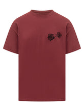 T-Shirt Willy Chavarria Bordeaux con Stampa Rose - Fall/Winter 2025 - On Sale - Uomo | Lidia Shopping