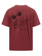 T-Shirt Willy Chavarria Bordeaux con Stampa Rose - Fall/Winter 2025 - On Sale - Uomo | Lidia Shopping