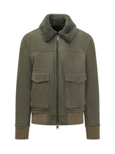 Dfour Giacca in Montone Scamosciato Verde con Collo in Shearling - Fall/Winter 2025 - On Sale - Uomo | Lidia Shopping