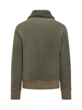 Dfour Giacca in Montone Scamosciato Verde con Collo in Shearling - Fall/Winter 2025 - On Sale - Uomo | Lidia Shopping