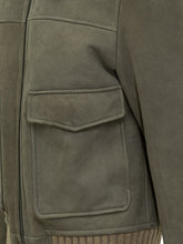 Dfour Giacca in Montone Scamosciato Verde con Collo in Shearling - Fall/Winter 2025 - On Sale - Uomo | Lidia Shopping