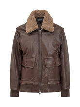 Giocasta Brown Leather Aviator Jacket - Giocasta | Lidia Shopping