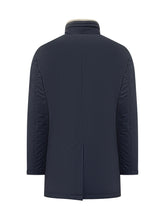 Esterno Blue Technical Fabric Coat with Ribbed Inner Collar - ESTERNO | Lidia Shopping