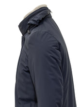 Esterno Blue Technical Fabric Coat with Ribbed Inner Collar - ESTERNO | Lidia Shopping