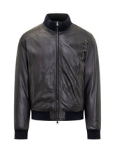 Renzo Cenci Leather Bomber Jacket with Ribbed Details - Fall/Winter 2025 - On Sale - Uomo | Lidia Shopping