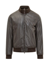 Renzo Cenci Leather Bomber Jacket with Ribbed Details - Fall/Winter 2025 - On Sale - Uomo | Lidia Shopping