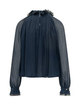 Camicia in Creponne con Collo Arricciato - Abbigliamento Donna | Lidia Shopping