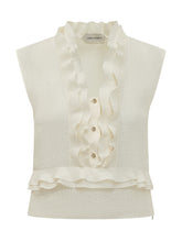 Sleeveless Top with Ruffles and Front Buttons - Alberta Ferretti | Lidia Shopping