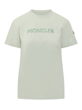 Short Sleeve T-Shirt with Embroidered Logo - Moncler | Lidia Shopping