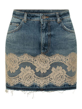 Denim Skirt with Five Pockets and Lace Insert - Dolce & Gabbana | Lidia Shopping