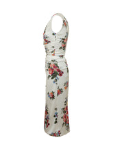 Sleeveless Dress with V-Neck Draped Bodice and Floral Pattern - Dolce & Gabbana | Lidia Shopping