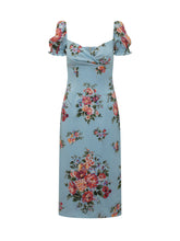 Midi Dress with Sweetheart Neckline and Floral Print - Dolce & Gabbana | Lidia Shopping