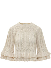 Blusa in Maglia con Balze e Motivo Traforato - Abbigliamento Donna | Lidia Shopping