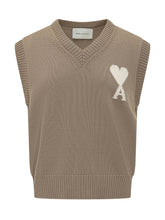 Sleeveless V Sweater with Intarsia Logo - Ami Alexandre Mattiussi | Lidia Shopping