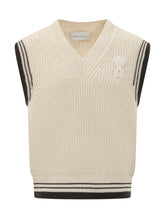 V Neck Sleeveless Sweater with Contrast Stripes - Ami Alexandre Mattiussi | Lidia Shopping