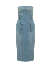 Abito Lungo in Denim con Lacci - Abbigliamento Donna | Lidia Shopping