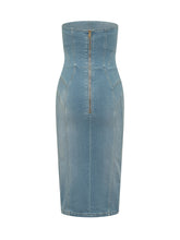 Abito Lungo in Denim con Lacci - Abbigliamento Donna | Lidia Shopping