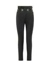 High Waist Slim Trousers With Belt Details - Elisabetta Franchi | Lidia Shopping