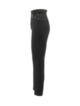 High Waist Slim Trousers With Belt Details - Elisabetta Franchi | Lidia Shopping