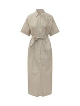 Midi Shirt Dress with Belt and Embroidery - Brunello Cucinelli | Lidia Shopping