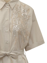 Midi Shirt Dress with Belt and Embroidery - Brunello Cucinelli | Lidia Shopping