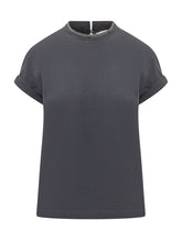 Crew Neck Top with Rolled Sleeves - Brunello Cucinelli | Lidia Shopping