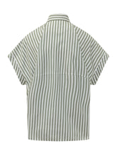 Camicia a Maniche Corte con Colletto Button Down e Righe - Abbigliamento Donna | Lidia Shopping