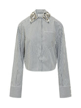 Striped Shirt with Embellished Collar - New Collection | Lidia Shopping