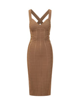 Structured Knit Midi Dress with Crossed Straps - Elisabetta Franchi | Lidia Shopping