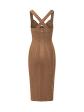Structured Knit Midi Dress with Crossed Straps - Elisabetta Franchi | Lidia Shopping