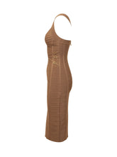 Structured Knit Midi Dress with Crossed Straps - Elisabetta Franchi | Lidia Shopping