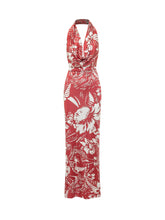 Halter Neck Long Dress with Floral Print Dancing Flowers - Dsquared2 | Lidia Shopping