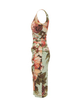 Dress with Round Neck Draped Waist and Floral Pattern - Chiara Boni | Lidia Shopping