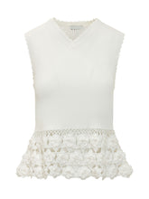 Rib Knit Top with Floral Crochet Hem - Ganni | Lidia Shopping