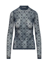 Printed Tulle Top with High Neck - Marine Serre | Lidia Shopping