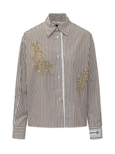 Camicia a Righe con Ricami Applicati - Abbigliamento Donna | Lidia Shopping