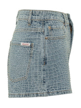 Denim Shorts with Croc-Effect Texture - New Collection | Lidia Shopping