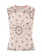 Top Ribbi in Maglia a Coste con Motivo Bandana - Abbigliamento Donna | Lidia Shopping