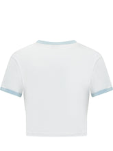 T-shirt Corta con Bordi a Contrasto e Stampa - Abbigliamento Donna | Lidia Shopping