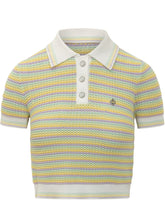 Polo a Righe con Lavorazione Traforata - Abbigliamento Donna | Lidia Shopping