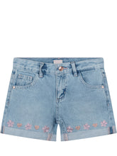 Shorts in Denim Rigido con Ricami Floreali - Abbigliamento Bambini | Lidia Shopping