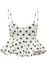 Top Peplum con Spalline con Motivo a Pois - Abbigliamento Donna | Lidia Shopping